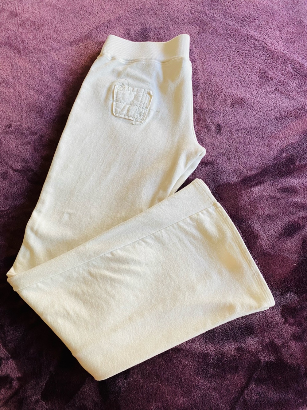 Women's Cream Knit Wide-Leg Pants